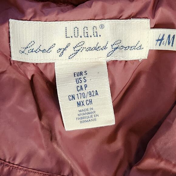 H&M LOGG men's bomber jacket burgundy size S - Picture 5 of 8